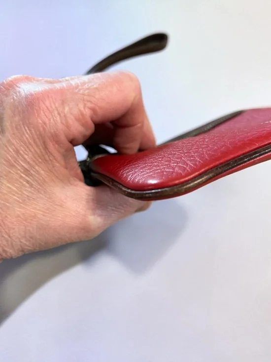 Dooney & Bourke Red Leather Wristlet Key & Card Holder - Picture 3 of 5